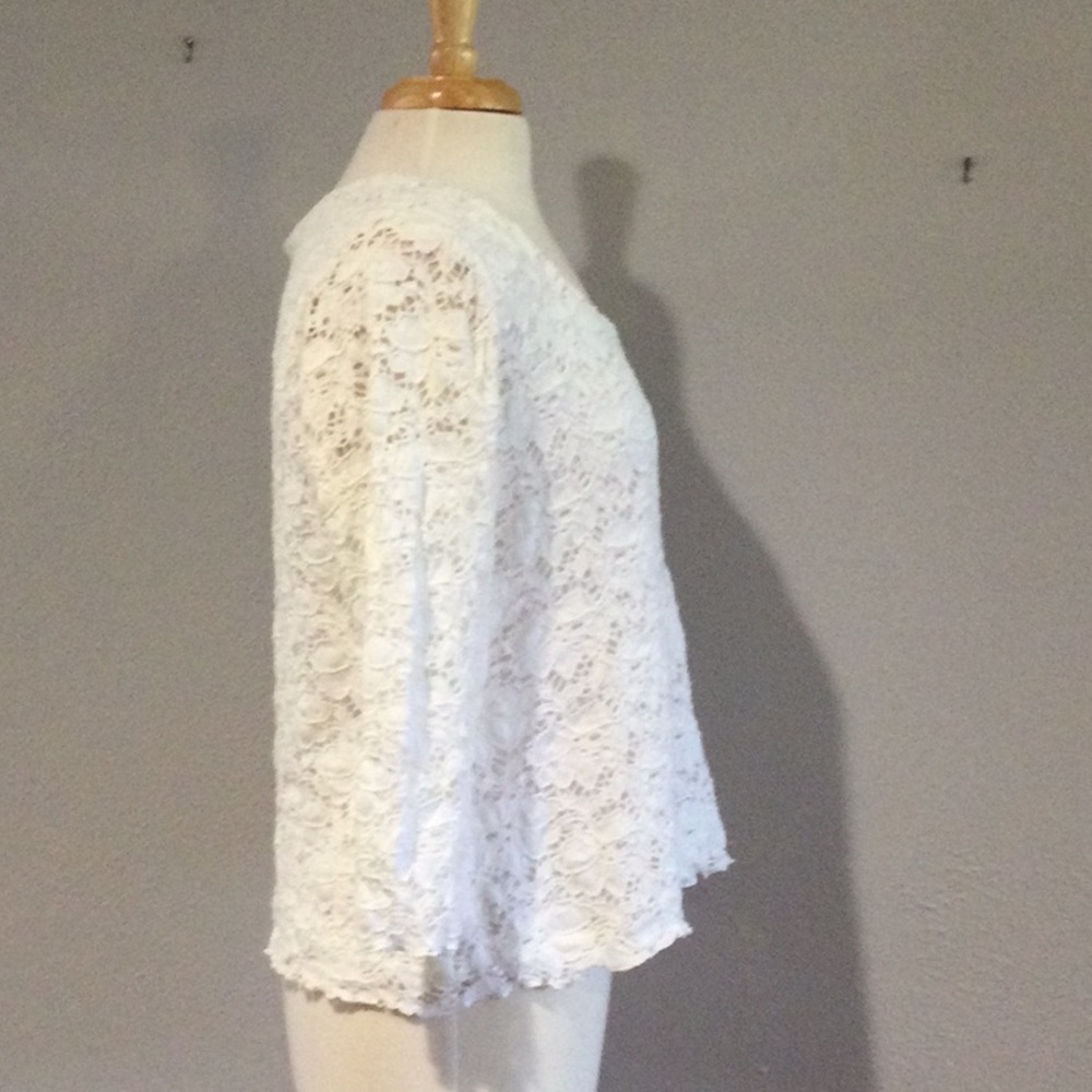 Cynthia Max White Lined Lace Overlay Blouse Size XL - Picture 5 of 16